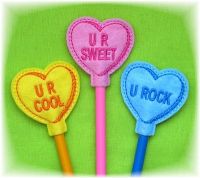 Candy Hearts Pencil Toppers