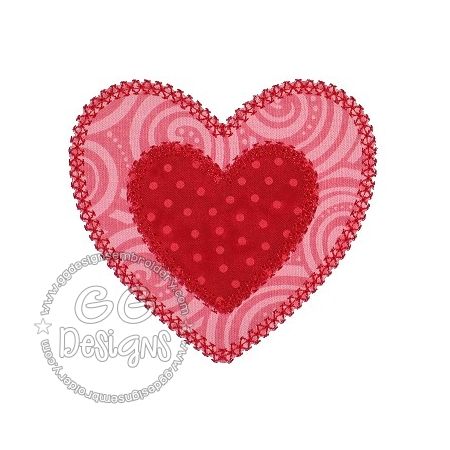 Vintage Double Heart Applique - GG Designs Embroidery